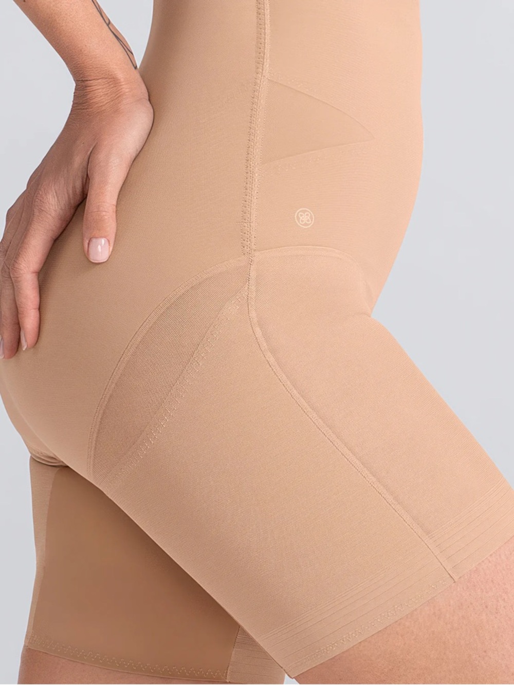 Honeylove SuperPower Short Shapewear Nude High Waist Mid Thigh L - Picture 3 of 5
